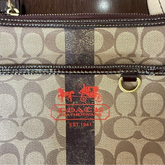 Coach Signature Crossbody Bag Logo Brown Handbag Purse - Picture 3 of 9